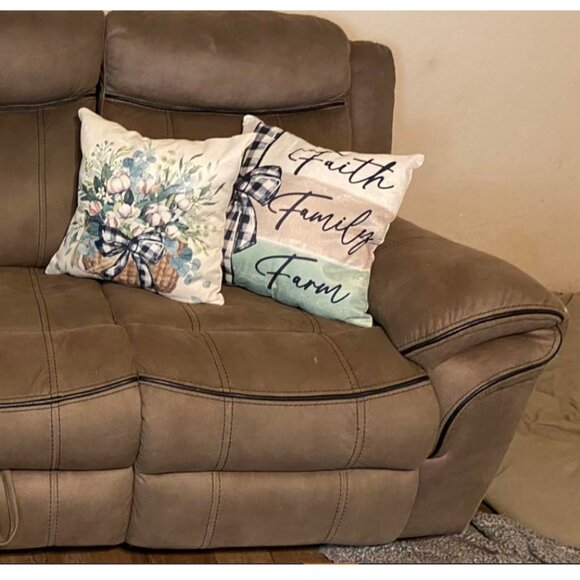 Farmhouse Decorative Throw Pillow Covers Spring Decor Green Floral Accent Cases - Picture 8 of 9